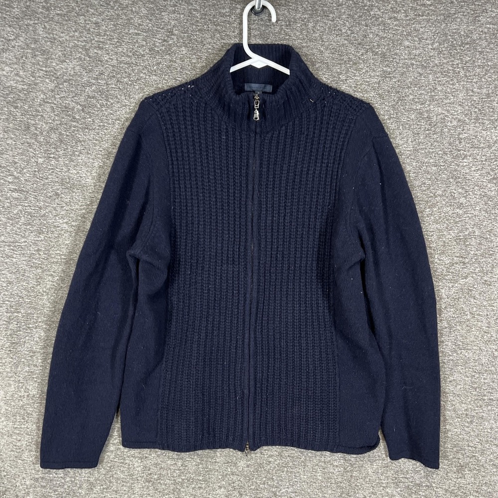 Zachary Prell Sweater Mens Medium Blue Merino Wool Cashmere Full Zip Italy
